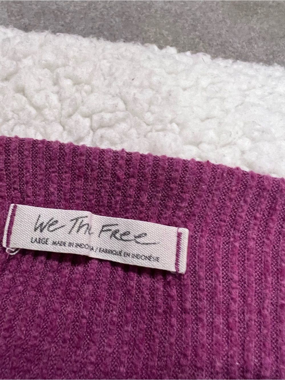 Free People We the Free Main Squeeze Hacci Ribbed Knit  off shoulder top large - Picture 4 of 12